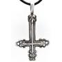 Trilogy Jewelry Pewter Inverted Gothic St. Peters Cross Pendant on Leather Necklace