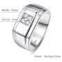 BONLAVIE 10mm 925 Sterling Silver Mens Wedding Ring Round Cut Cubic Zirconia Engagement Ring for Men Comfort Fit Wedding Band Size 7-13