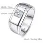 BONLAVIE 10mm 925 Sterling Silver Mens Wedding Ring Round Cut Cubic Zirconia Engagement Ring for Men Comfort Fit Wedding Band Size 7-13