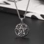U7 Pentagram Necklace Stainless Steel Chain Ancient Talisman Amulet Symbol Jewelry Magic Power Pentacle Pendant for Men Women, Custom Engravable