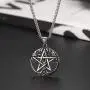 U7 Pentagram Necklace Stainless Steel Chain Ancient Talisman Amulet Symbol Jewelry Magic Power Pentacle Pendant for Men Women, Custom Engravable