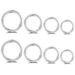 Changgaijewelry Surgical Stainless Steel 16G 18G Nose Ring Sleeper Cartilage Tiny Hoop Earrings Septum Hinged Clicker Helix Tragus Couch Daith Lip Piercings 6mm 8mm 10mm 12mm Set Silver