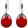 EVER FAITH 925 Sterling Silver Red Corundum Crystal Bridal Retro Leaf Teardrop Hook Dangle Earrings EVER FAITH 925 Sterling Silver Red Corundum Crystal Bridal Retro Leaf Teardrop Hook Dangle Earrings