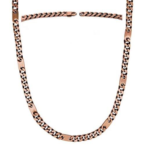 MagnetRX® Copper Magnetic Therapy Necklace - Copper Magnetic Necklace for Pain Relief and Healing - 99.9% Pure Copper Curb Chain Necklace with Magnets (22.0 Inches)