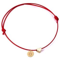 Ailiessy Love Heart Constellation Bracelet for Women Handmade Braided Rope Round Disc Coin Zodiac Bracelet Charm Fashion Red String Friendship Bracelet Jewelry