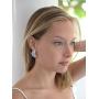 Mariell Cubic Zirconia Marquis-Cut Graceful Curved Cluster Bridal Wedding Earrings - Platinum Plated