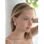 Mariell Cubic Zirconia Marquis-Cut Graceful Curved Cluster Bridal Wedding Earrings - Platinum Plated