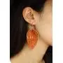Miracle Collection Natural Vegan Genuine Cork Leather Folded Petal Teardrop with Gold Flecks Fall Fashion Dangle Lightweight Earring For Women and Girls