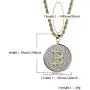 Fashion Hip Hop Charm Jewelry Iced Out Round Bitcoin Pendant Necklace Micro Paved Bling CZ Stones 24'' Gold Color Chain for Men Women Fashion Hip Hop Charm Jewelry Iced Out Round Bitcoin Pendant Necklace Micro Paved Bling CZ Stones 24'' Gold Color Chain for Men Women