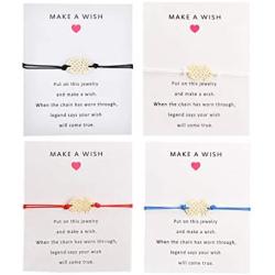 HUNO Friendship Bracelet with Wish Card Shell Pineapple Infinity Charm Bracelet for Friends Gifts Couple Jewelry 4Pcs/Pack