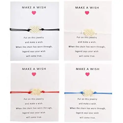 HUNO Friendship Bracelet with Wish Card Shell Pineapple Infinity Charm Bracelet for Friends Gifts Couple Jewelry 4Pcs/Pack