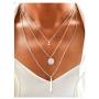 Yalice Multi-Layered Round Disc Necklace Chain Vertical Bar Pendant Necklaces Jewelry for Women and Girls