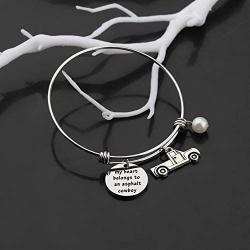 Gzrlyf Trucker Wife Bracelet Funny Truck Gifts for Truck Driver Girlfriend Wife My Heart Belongs to an Asphalt Cowboy