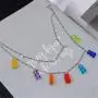 N/Q Layered Punk Gothic Resin Gummy Cartoon Bear Link Chain Pendant Necklace Colorful Rock Hip Hop Transparent Animal Choker Necklace for Women Girls Party Jewelry Gift