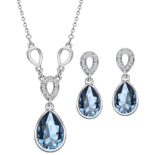 NEOGLORY Platinum-Plated Teardrop Jewelry Set with Crystal Embellished with Crystals from Swarovski