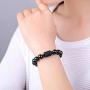 Rustenhof Natural Crystal Obsidian Stone Bead Bracelet with Dragon or Phoenix Totem Cylinder Bead Men or Women Chain Famous Fashion 12MM 10MM