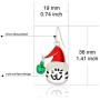 RareLove Cute Cat with Red Xmas Hat Green Bell Ring Pierced Dangle Christmas Earrings CZ Crystal Silver Plated Alloy Holiday For Women Girls