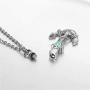 weikui Cremation Urn Jewelry 12 Colors Birthstone Anchor Necklace Ashes Keepsake Memorial Stainless Steel Pendant
