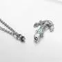 weikui Cremation Urn Jewelry 12 Colors Birthstone Anchor Necklace Ashes Keepsake Memorial Stainless Steel Pendant