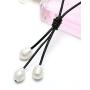 Pearlypearls 3 Freshwater Pearl Pendant Necklace on Black Leather Cord Jewelry for Women 18