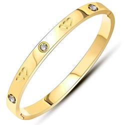 PDWZNBA 18K Gold Plated Love Bracelet Screw Bracelet with Screwdriver Stainless Steel Crystal Bangle Cuff Best Gifts for Mothers Day Valentines Day Wedding Couples and Birthdays