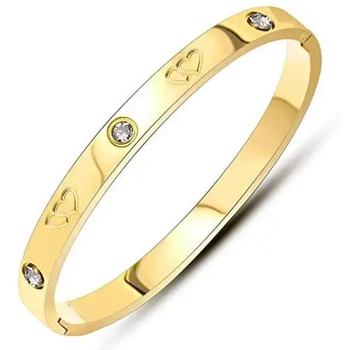PDWZNBA 18K Gold Plated Love Bracelet Screw Bracelet with Screwdriver Stainless Steel Crystal Bangle Cuff Best Gifts for Mothers Day Valentines Day Wedding Couples and Birthdays