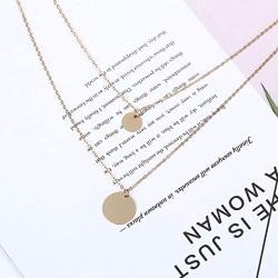 Yean Sequin Pendant Necklace Layered Coin Necklaces Gold Jewelry Chain for Women and Girls