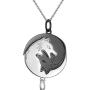 FLYOW 925 Sterling Silver Yin Yang Wolf Cat Puzzle Piece Matching Couple BFF Friendship Sister 2 Cats Heart Pendant Necklace Gift Set of 2, 18''
