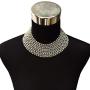 MANILAI Chunky Metal Statement Necklace For Women Neck Bib Collar Choker Necklace Maxi Jewelry