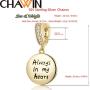 Always in My Heart Sparkling Paw Print Dangle Charm 925 Sterling Silver Dog Cat Charms Beads with CZ Stones Compatible with Pandora Charm Bracelet Necklace Gift for Women/Wife/Mother/Pet Lover