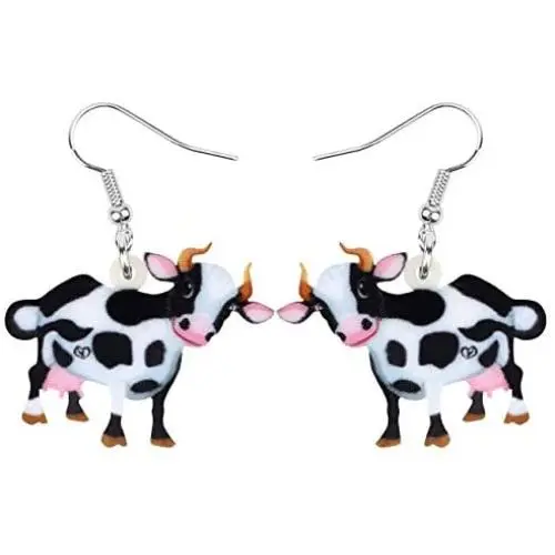 DUOWEI Cute Cartoon Milk Cattle Cow Earrings Acrylic Dangle Drop Jewelry for Women Girls Teens Kids Gifts DUOWEI Cute Cartoon Milk Cattle Cow Earrings Acrylic Dangle Drop Jewelry for Women Girls Teens Kids Gifts
