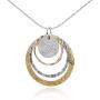 Two Tone 925 Sterling Silver & 14k Gold Filled Graduated Circles Pendant Necklace, 18”