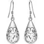 EVER FAITH Womens 925 Sterling Silver Bali Inspired Heart Filigree Puffed Teardrop Dangle Hook Earrings EVER FAITH Womens 925 Sterling Silver Bali Inspired Heart Filigree Puffed Teardrop Dangle Hook Earrings