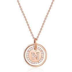 URIZZD Sterling Silver Initial Necklaces for Women Rose Gold Letter Womens Necklace Adjustable Simple Alphabet Coin Pendant Necklaces Dainty Jewelry Gift for Women