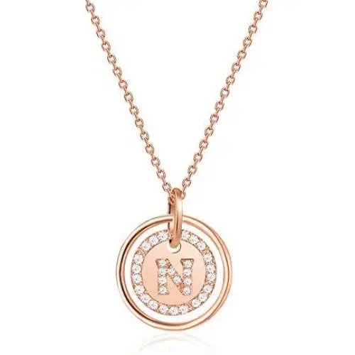URIZZD Sterling Silver Initial Necklaces for Women Rose Gold Letter Womens Necklace Adjustable Simple Alphabet Coin Pendant Necklaces Dainty Jewelry Gift for Women URIZZD Sterling Silver Initial Necklaces for Women Rose Gold Letter Womens Necklace Adjustable Simple Alphabet Coin Pendant Necklaces Dainty Jewelry Gift for Women