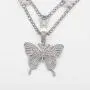 Big Butterfly Pendant Necklace Rhinestone Chain Shiny Crystal Choker Necklace Bling Tennis Chain for Women Girls Bling Bling Gold Silver Necklace Gifts Wedding Banquet Party Jewelry