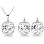 Bella Drop Earrings and Necklace set Made with Swarovski Crystals, Rhodium Plated Square Crystal Earring Pendant Choker Jewelry set for Women and Girls