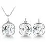 Bella Drop Earrings and Necklace set Made with Swarovski Crystals, Rhodium Plated Square Crystal Earring Pendant Choker Jewelry set for Women and Girls Bella Drop Earrings and Necklace set Made with Swarovski Crystals, Rhodium Plated Square Crystal Earring Pendant Choker Jewelry set for Women and Girls