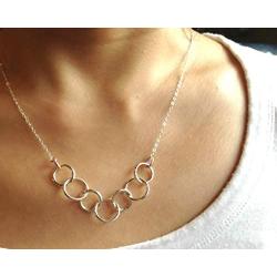 EFYTAL Happy 70th Birthday Gifts for Women Necklace, Sterling Silver 7 rings seven Decades Necklaces Gift Ideas