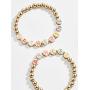 YBMYCM Letter Beaded Bracelets Initial Bracelets 14K Gold Plated Stretch Bracelets for Women Jewelry