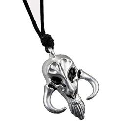 HANRESHE Mandalorian Symbol Necklace Boba Mythosaur Pendant Chain Bounty Hunter Skull Pendants Punk Jewelry for Men Gift