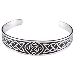 LUSSO Celtic Knot Magnetic Therapy Bracelet Stainless Steel Cuff Bangle Vintage Symbol Norse Amulet Health Care Jewelry for Women Men