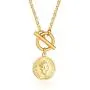 Charm Coin Satinless Steel Necklace for Women Girls 18K Gold Plated Toggle Medallion Chain Queen Goddess Pendant Necklaces Dainty Worship Keepsake Jewelry Valentine for Lover