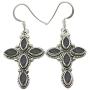 SilverStarJewel Cross Earrings Pendant Set Everyday Wear | 925 Solid Silver Genuine BLACK ONYX