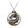Dragon Necklace for Men, Retro Dragon Totem Pendant Necklace with 19.7” Chain, Gothic Dragon Amulet Necklace, Viking Dragon Signet Pendant, Punk Animal Dragon Jewelry Gift for Men Boys