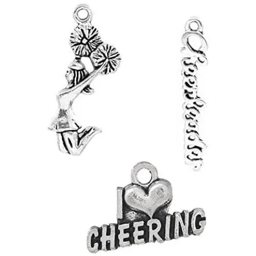 JGFinds Cheerleading Charms and Pendants - 110 Pieces (50 Pom-Pom Girl, 30 Cheerleader, 30 I Love Cheering), 20mm - 28mm, Silver Tone, DIY Cheerleader Gifts and Jewelry Making Supplies JGFinds Cheerleading Charms and Pendants - 110 Pieces (50 Pom-Pom Girl, 30 Cheerleader, 30 I Love Cheering), 20mm - 28mm, Silver Tone, DIY Cheerleader Gifts and Jewelry Making Supplies