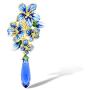 Santuzza Blue Flower Gold Plating Pendant Genuine 925 Sterling Silver Gorgeous Dangle Glass Handmade Enamel Dangle Jewelry For Women