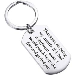 BEKECH Aunt Gifts New Aunt Keychain Thank You for Being My Auntie Keychain Mothers Day Jewelry Gifts for Aunt Best Effin Aunt Ever Gift from Niece Nephew