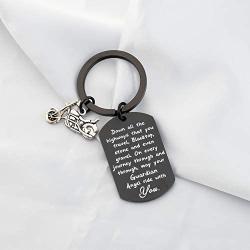 FUSTMW Biker Keychain Motorcycle Gift Ride Safe Keychain May Your Guardian Angel Ride with You New Driver Gift for Biker