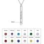 Personalized Vertical Bar Necklace with Simulated Birthstones Custom Made with Any Name Stainless Steel Heart Pendant